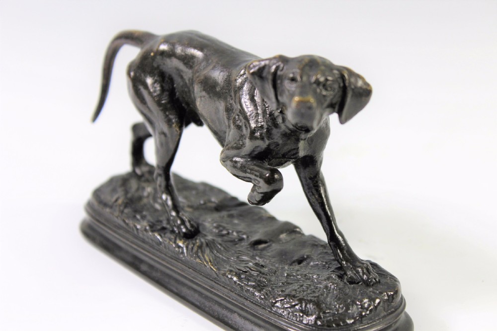 Original French Bronze Casting of a Pointer Dog by Alfred Dubucand c.1880 View III
