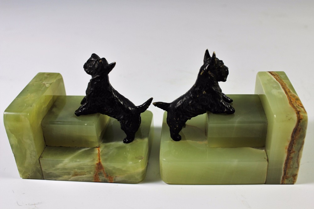 Austrian Art Deco Period Bronze Highland Terrier Bookends c.1920-30 View II