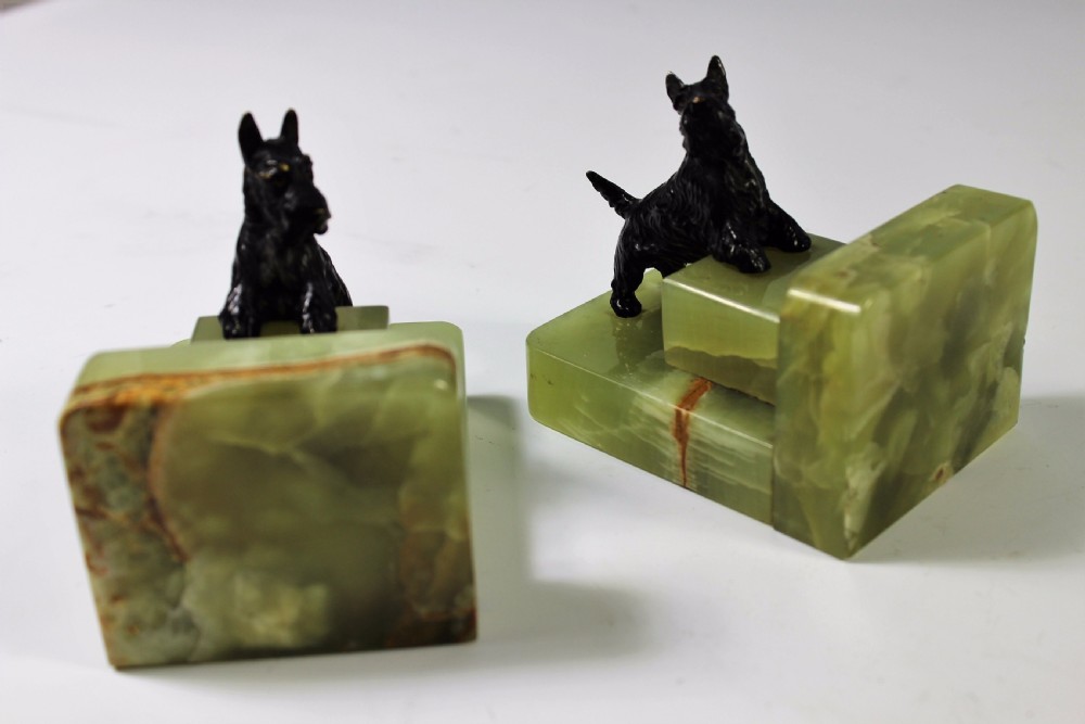 Austrian Art Deco Period Bronze Highland Terrier Bookends c.1920-30 View IV