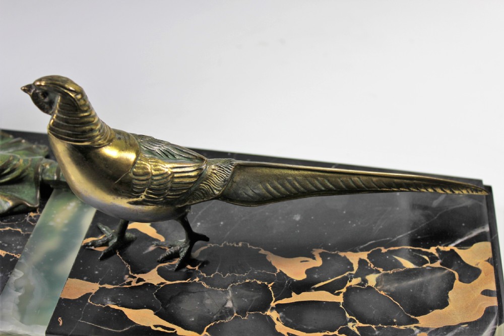 Large French Art Deco Girl and Pheasant by Menneville c1920-30 View VIII