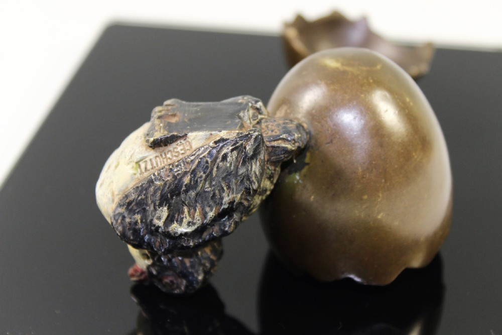 Franz Bergman, Austrian Cold Painted Bronze Chick c.1900 View VI