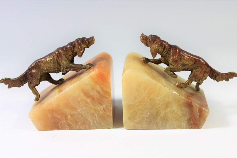 Pair of Art Deco Setter Bookends on Onyx bases c.1920-30