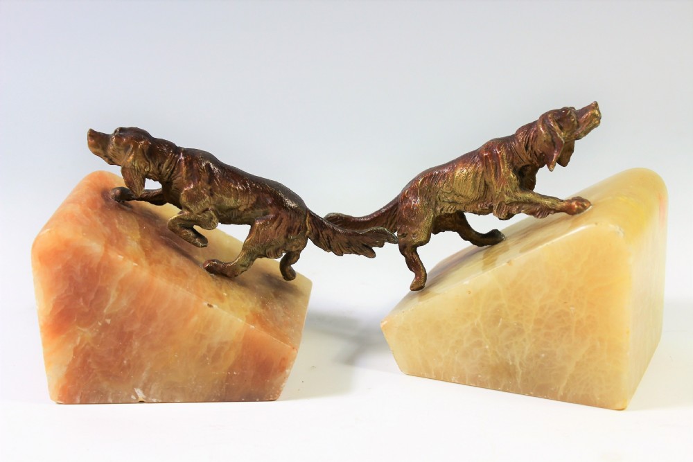Pair of Art Deco Setter Bookends on Onyx bases c.1920-30 View III