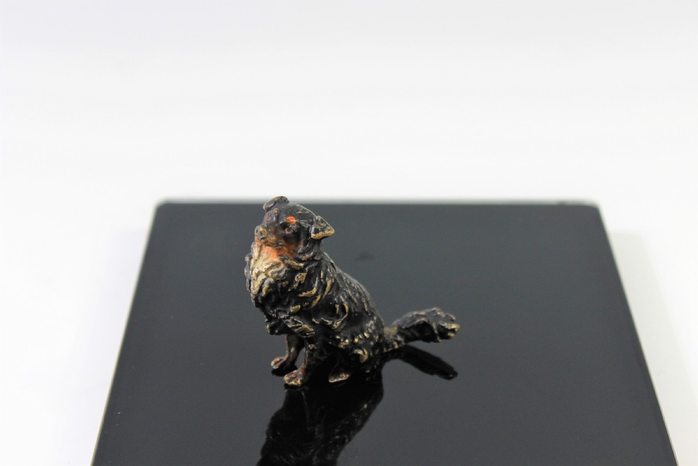 Austrian Cold Painted Bronze Border Collie Dog c.1920