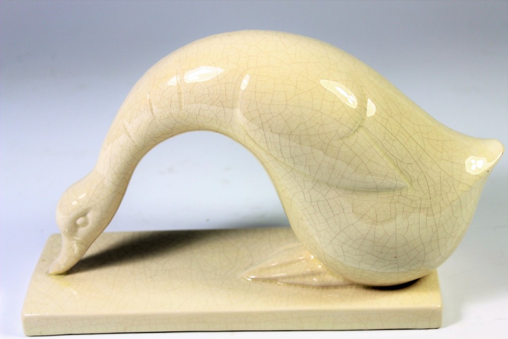 French Art Deco Craquele Duck by Desbarbieux c1920-30 View II