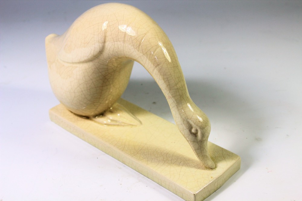French Art Deco Craquele Duck by Desbarbieux c1920-30 View V