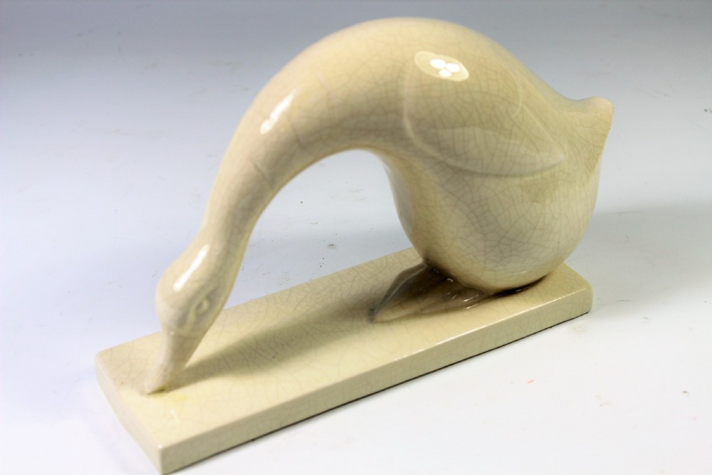 French Art Deco Craquele Duck by Desbarbieux c1920-30 View VI