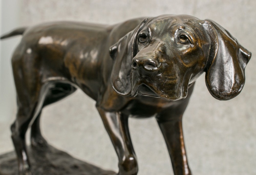 Fritz Diller Bronze Hunting Dog c.1910