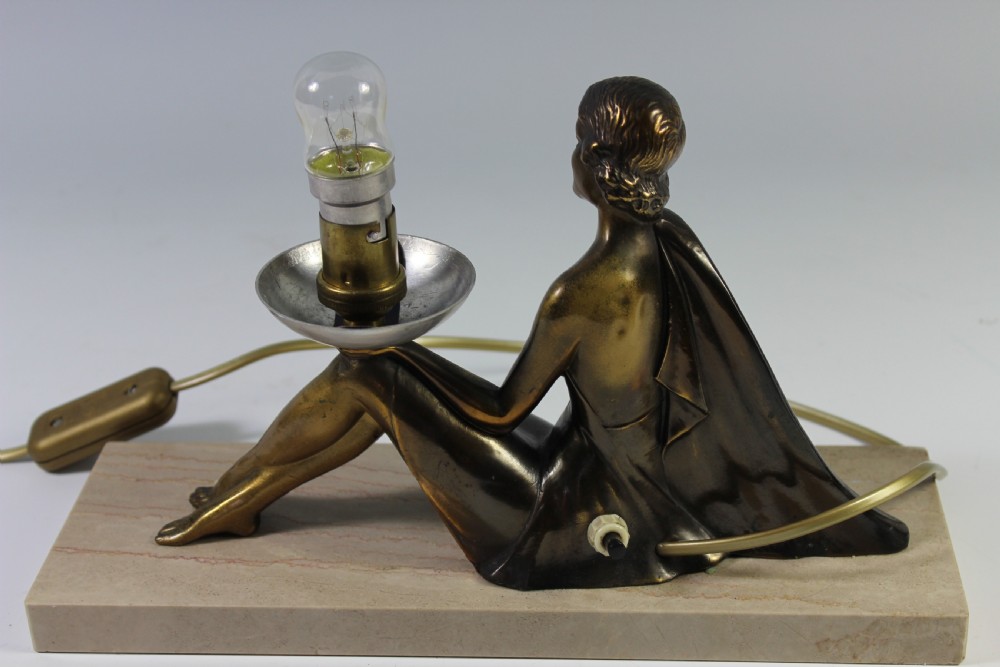 Balleste, French Art Deco Girl with Lamp, Circa 1920-30 View II