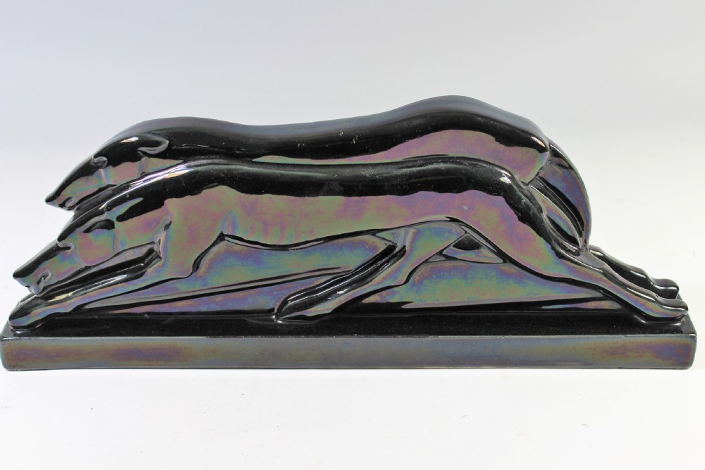 Charles Lemanceau, Pair French Art Deco Greyhounds, circa 1920-30