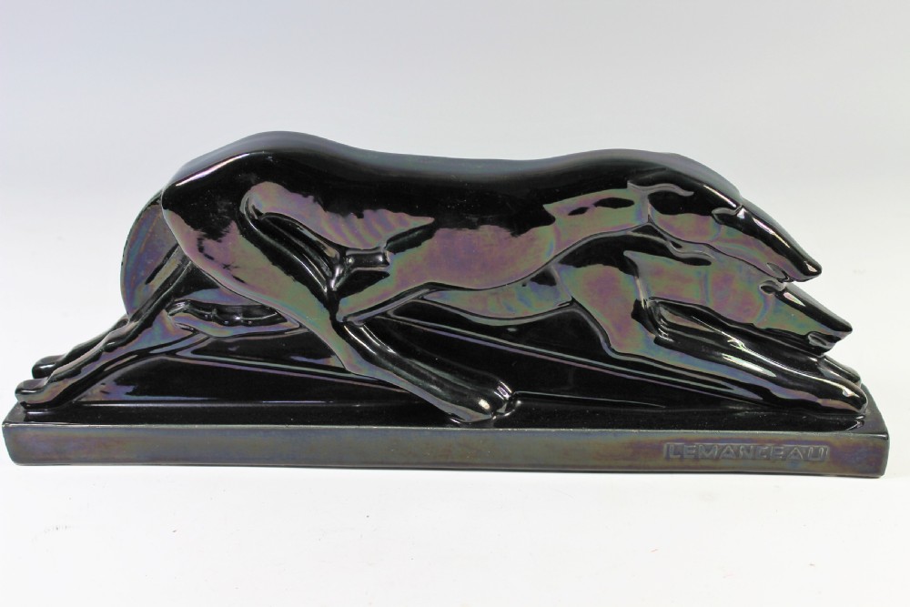 Charles Lemanceau, Pair French Art Deco Greyhounds, circa 1920-30 View II