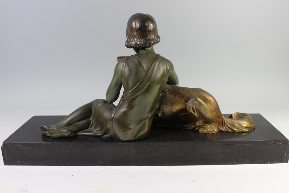 Armand Godard, French Art Deco Girl and Borzoi Dog c.1920-30s View IV