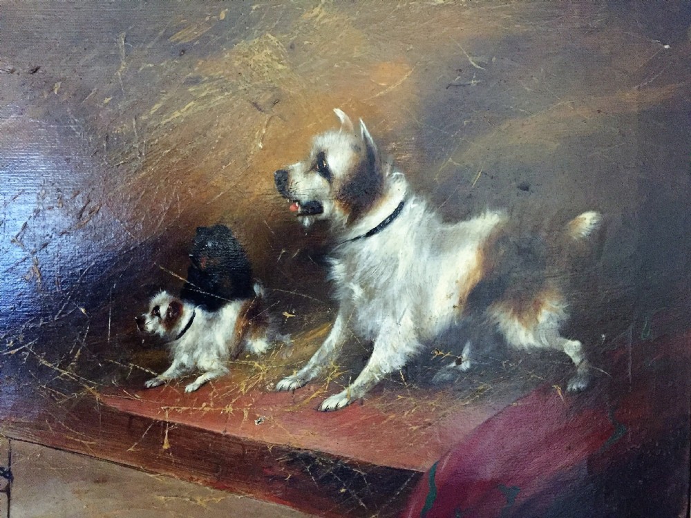FRANK CASSELL (BRITISH, 19TH CENTURY), FOUR TERRIERS RATTING IN A BARN, SIGNED  View II