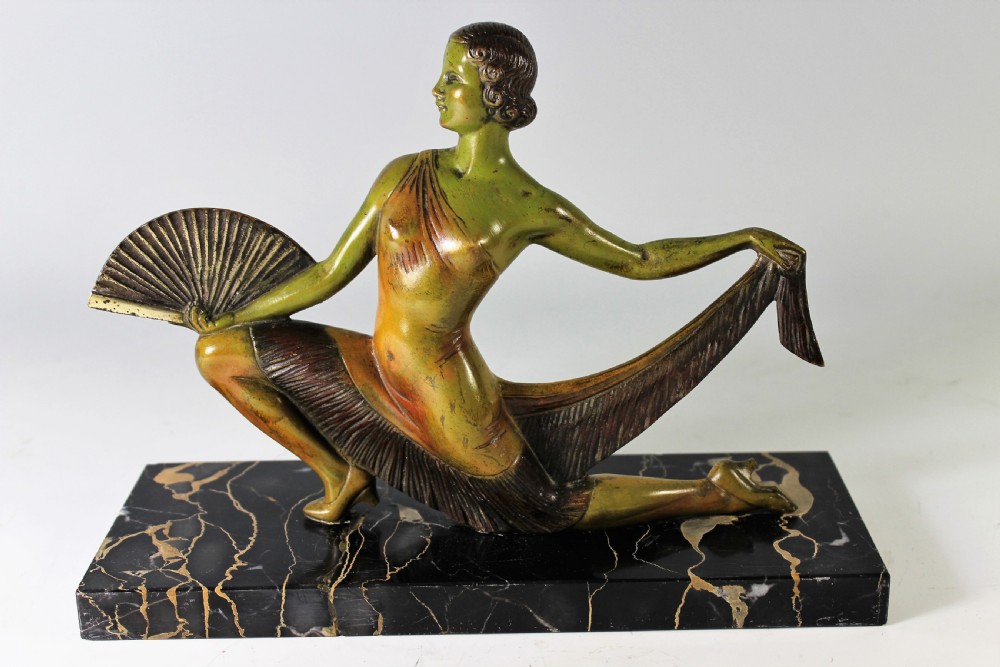 Balleste, French Art Deco Spanish Fan Dancer Bronze, circa 1925