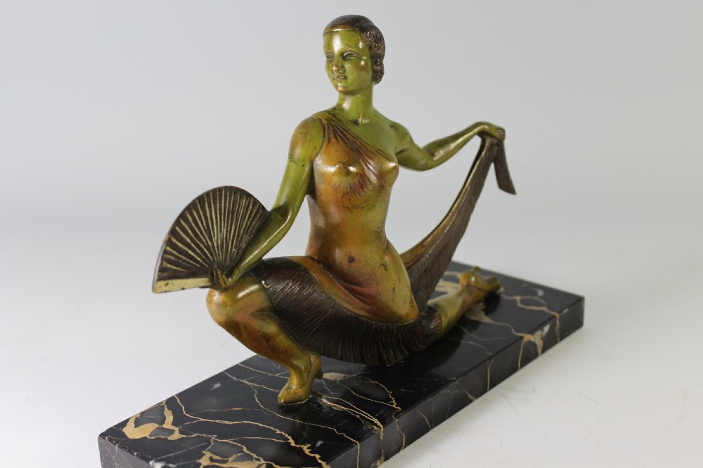 Balleste, French Art Deco Spanish Fan Dancer Bronze, circa 1925 View II