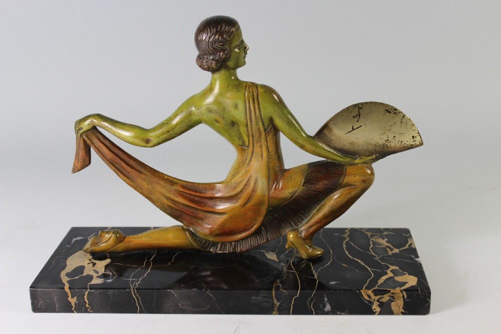 Balleste, French Art Deco Spanish Fan Dancer Bronze, circa 1925 View III