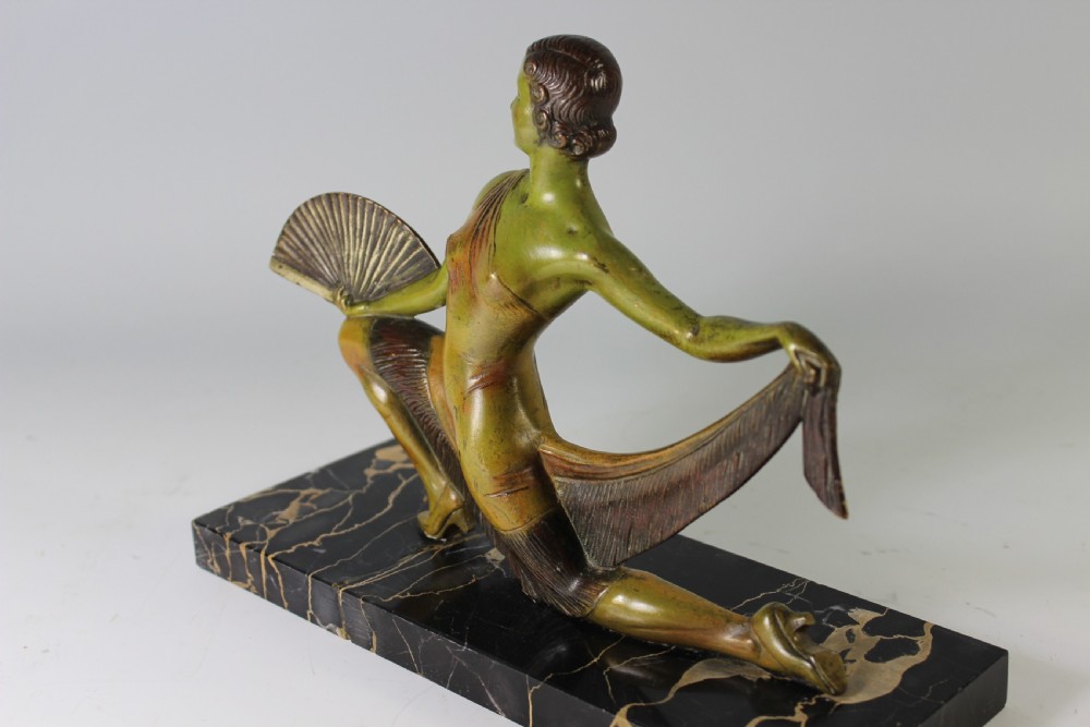 Balleste, French Art Deco Spanish Fan Dancer Bronze, circa 1925 View V