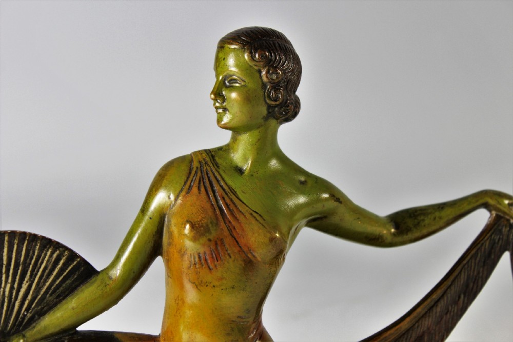Balleste, French Art Deco Spanish Fan Dancer Bronze, circa 1925 View VI