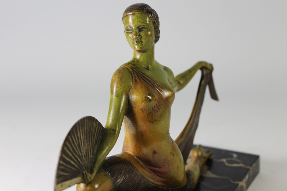 Balleste, French Art Deco Spanish Fan Dancer Bronze, circa 1925 View VII