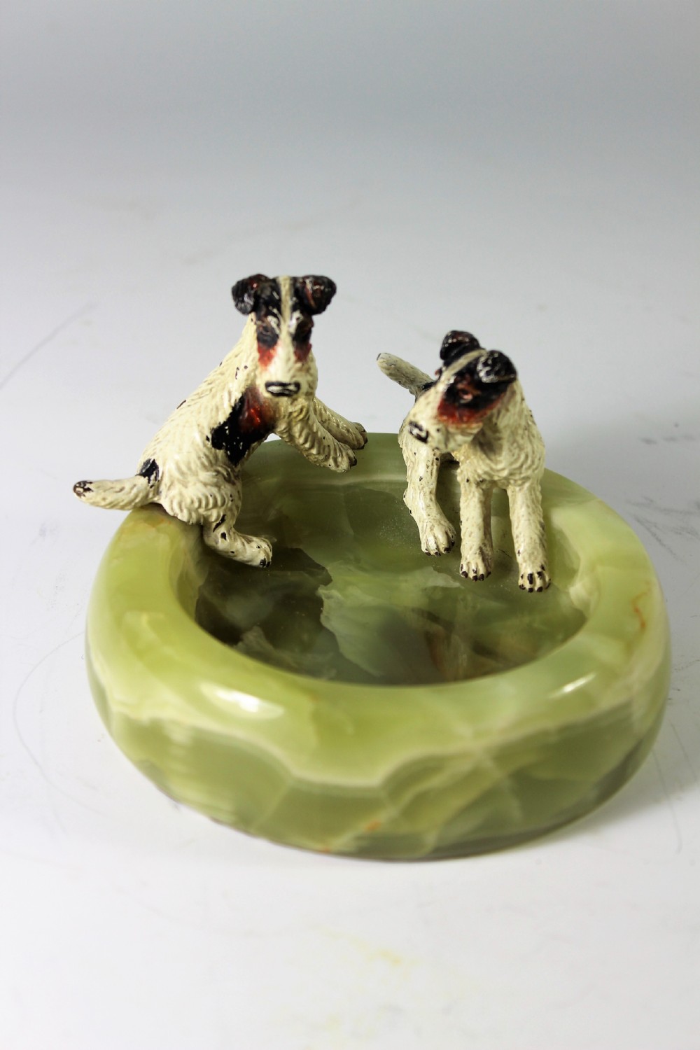 Pair Austrian bronze fox terriers, c.1900