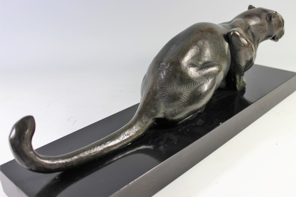 French Art Deco Crouching Bronze Panther c.1930 View IX