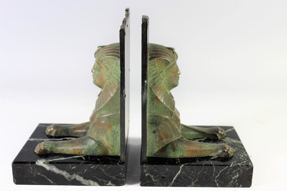 C. Charles rare pair of art deco sphinx bookends, circa 1930 View II