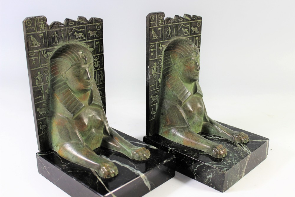C. Charles rare pair of art deco sphinx bookends, circa 1930 View III