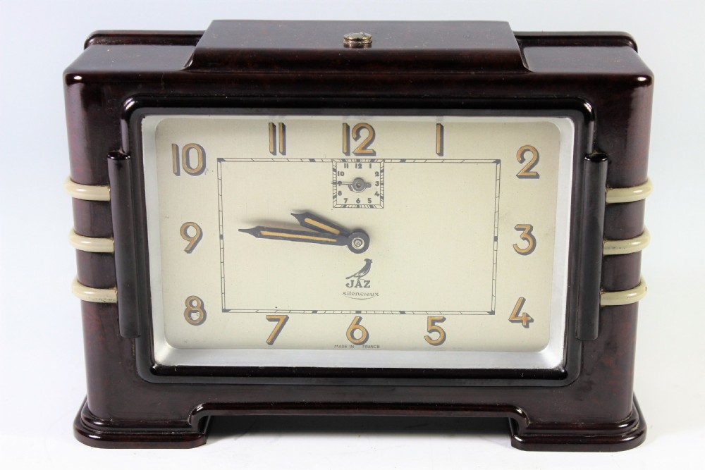 Jaz French art deco bakelite alarm clock made c.1930