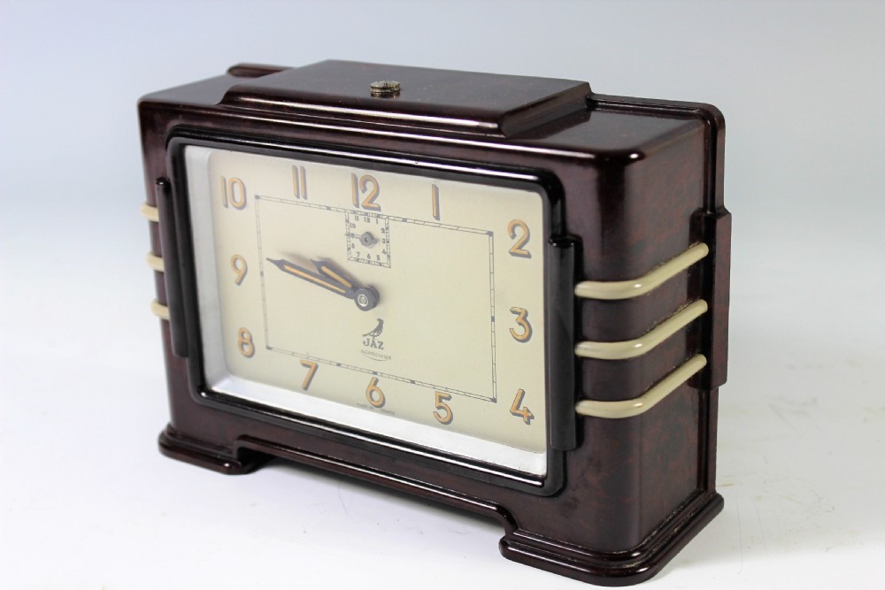 Jaz French art deco bakelite alarm clock made c.1930 View VI