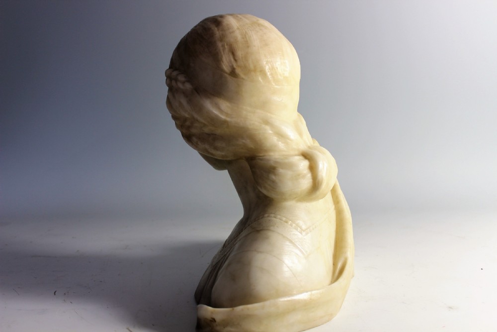 French art nouveau alabaster bust of a girl, c.1900 View VIII