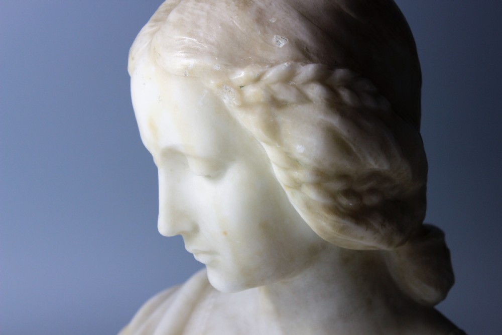 French art nouveau alabaster bust of a girl, c.1900 View X