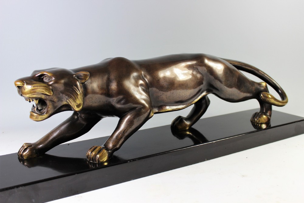 Brault French Art Deco Strowling Bronze Panther c.1930