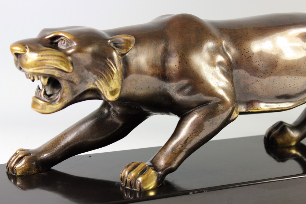 Brault French Art Deco Strowling Bronze Panther c.1930 View II