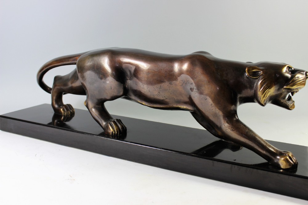 Brault French Art Deco Strowling Bronze Panther c.1930 View IV