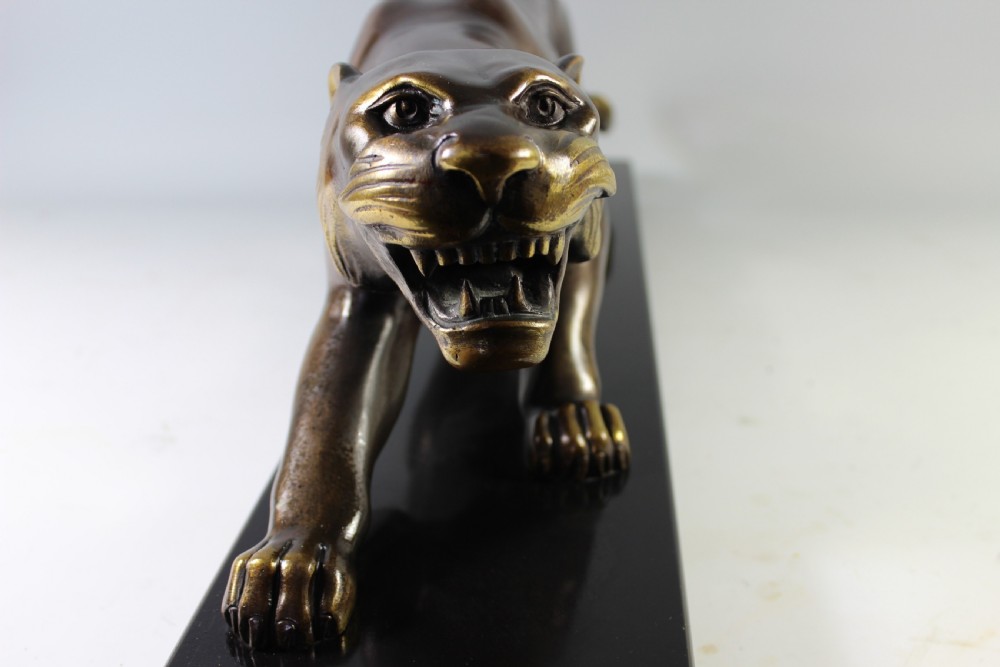 Brault French Art Deco Strowling Bronze Panther c.1930 View VII