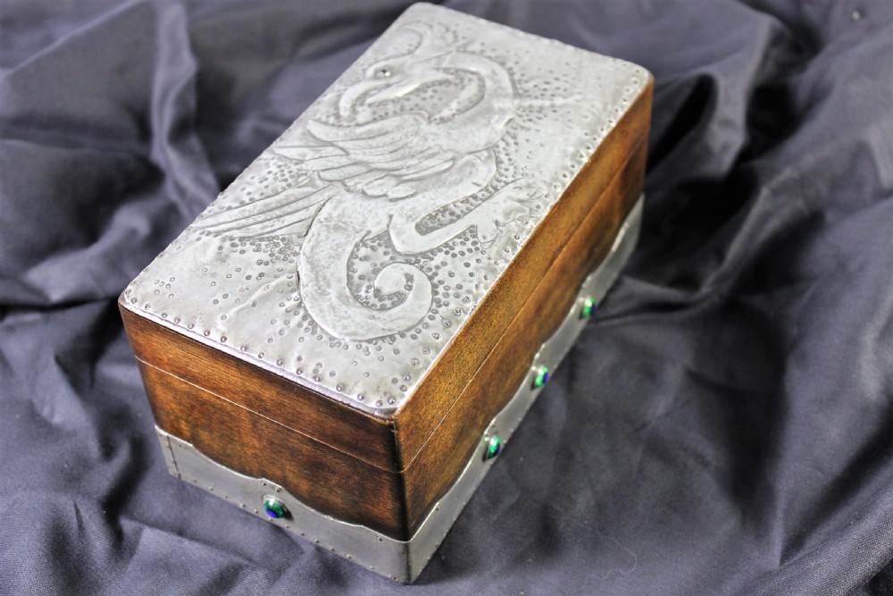 Art Nouveau pewter casket with cabochons c.1910 View III