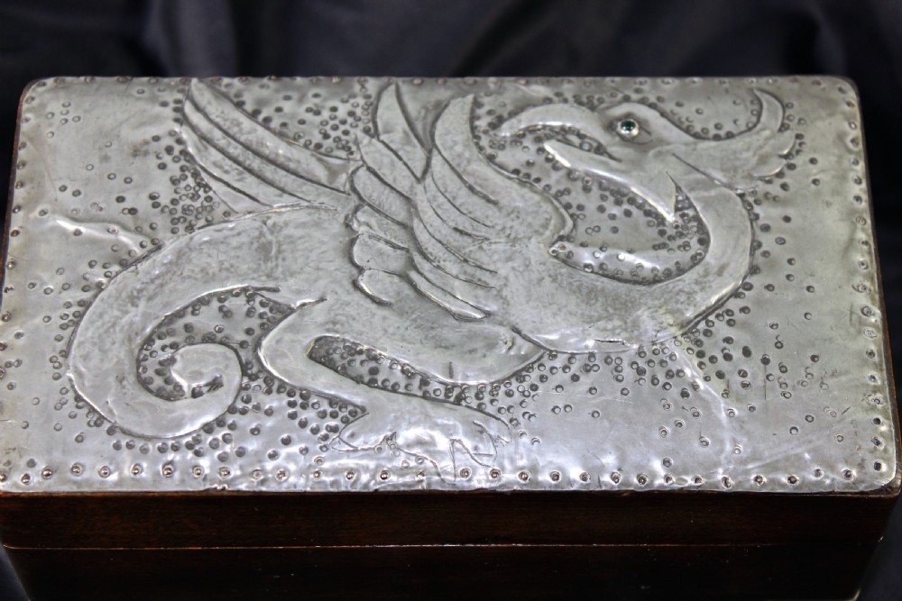 Art Nouveau pewter casket with cabochons c.1910 View V