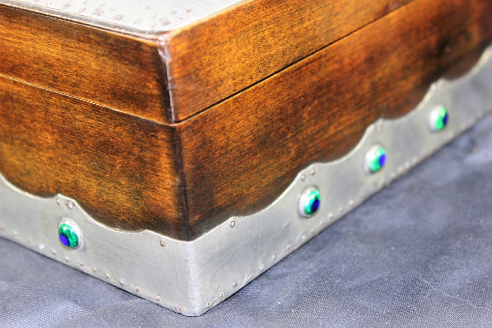 Art Nouveau pewter casket with cabochons c.1910 View VIII