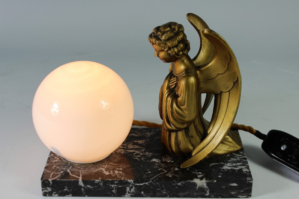 French Art Deco Angel Lamp c.1930 View II