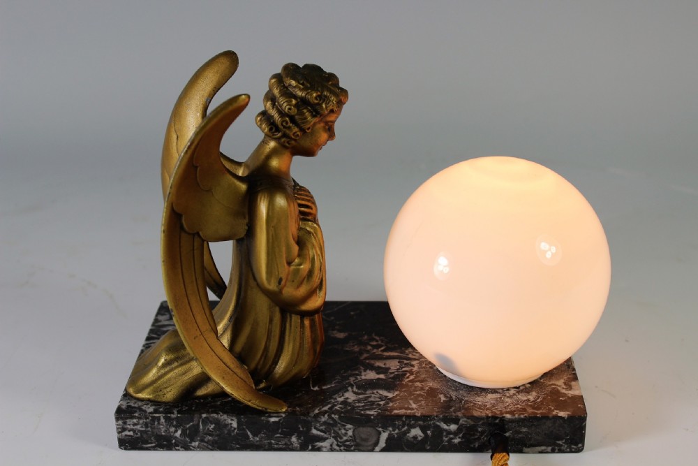 French Art Deco Angel Lamp c.1930 View III