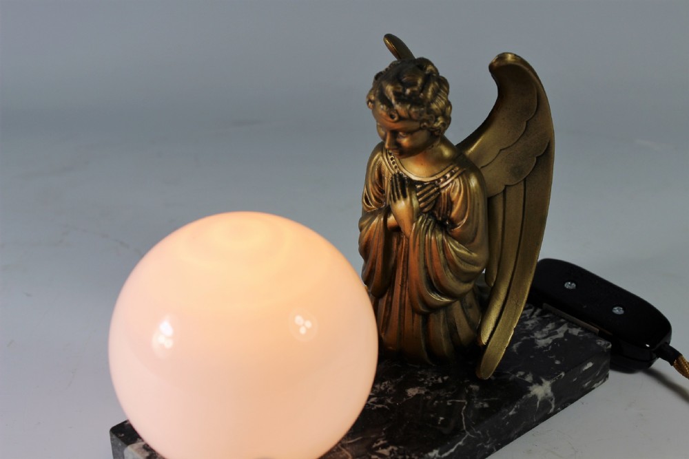 French Art Deco Angel Lamp c.1930 View V
