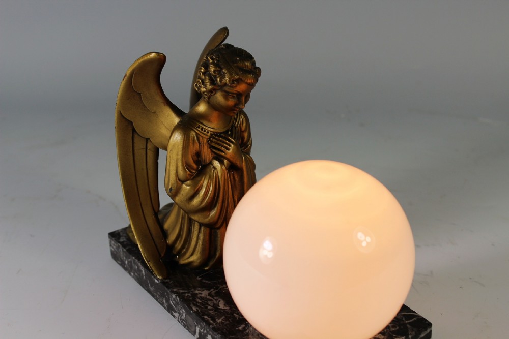 French Art Deco Angel Lamp c.1930 View VI