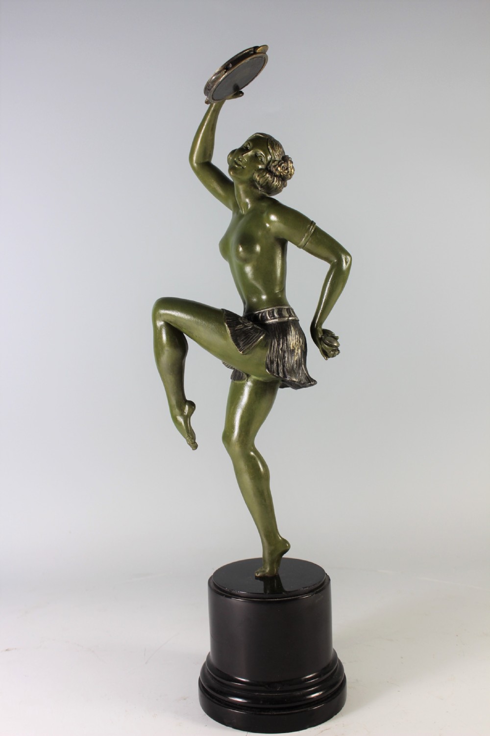 BALLESTE, FRENCH ART DECO NUDE TAMBOURINE DANCER c.1930s