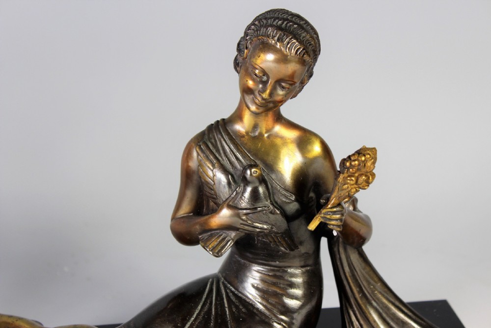 BALLESTE, FRENCH ART DECO LADY AND SWAN c.1930s View III