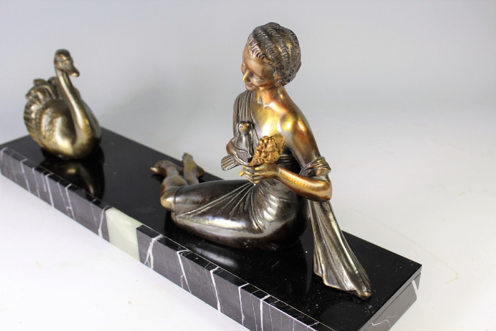 BALLESTE, FRENCH ART DECO LADY AND SWAN c.1930s View VIII