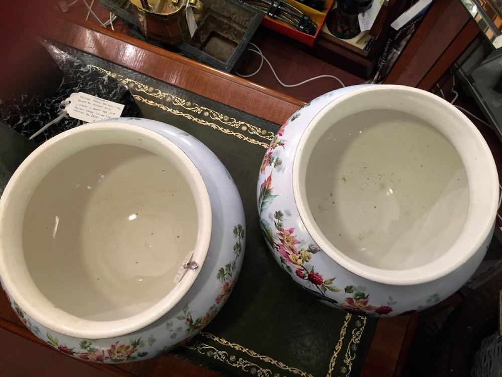 Pair of Commissioned Hand Painted French Jardinieres, Dated 1897 View IV