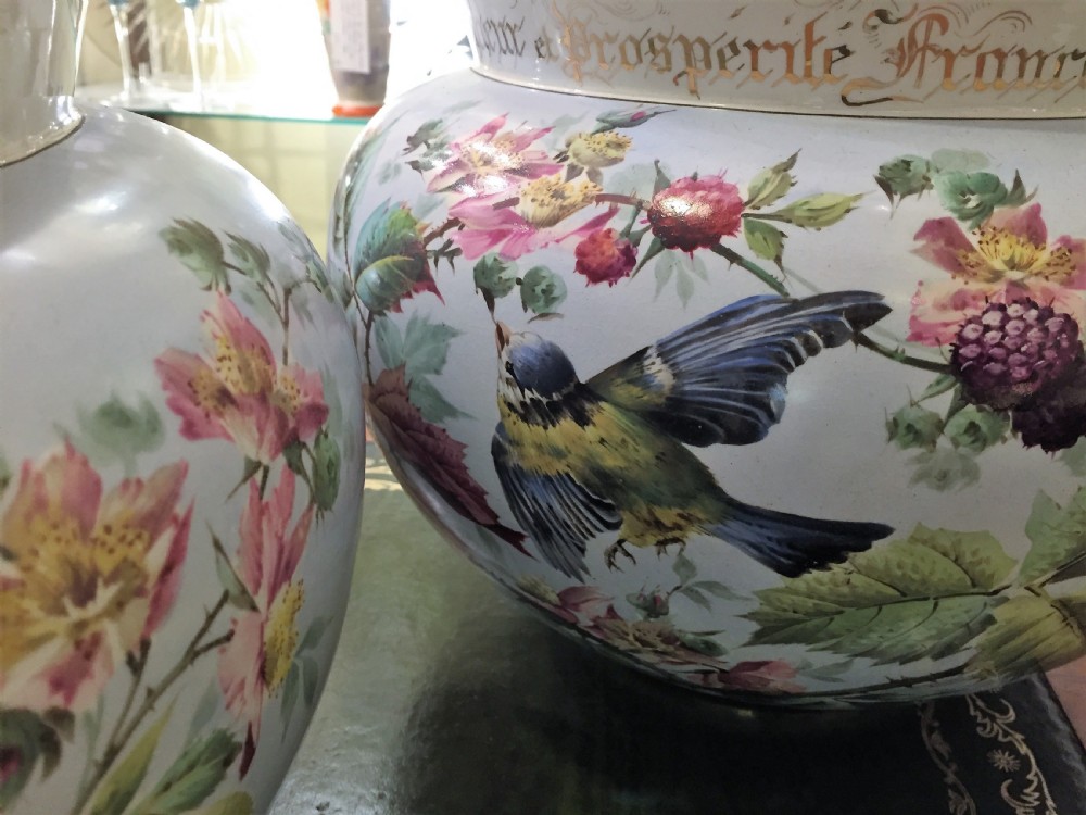 Pair of Commissioned Hand Painted French Jardinieres, Dated 1897 View VII