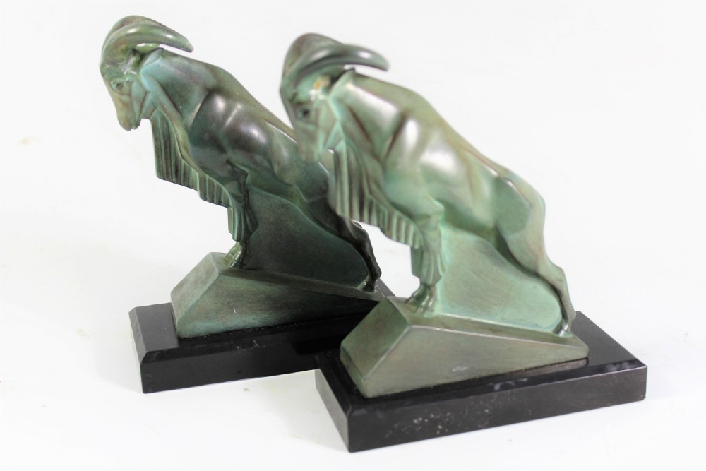 Le Verrier, Pair of Ram Bookends c.1930 View II