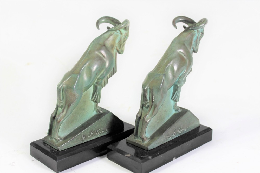 Le Verrier, Pair of Ram Bookends c.1930 View IV