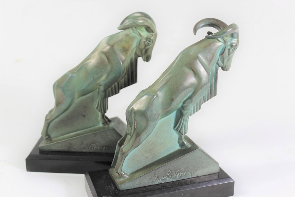 Le Verrier, Pair of Ram Bookends c.1930